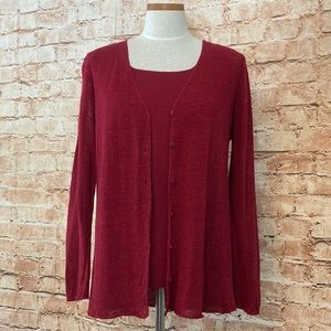 Eileen Fisher 2 piece, button up cardigan and tank set